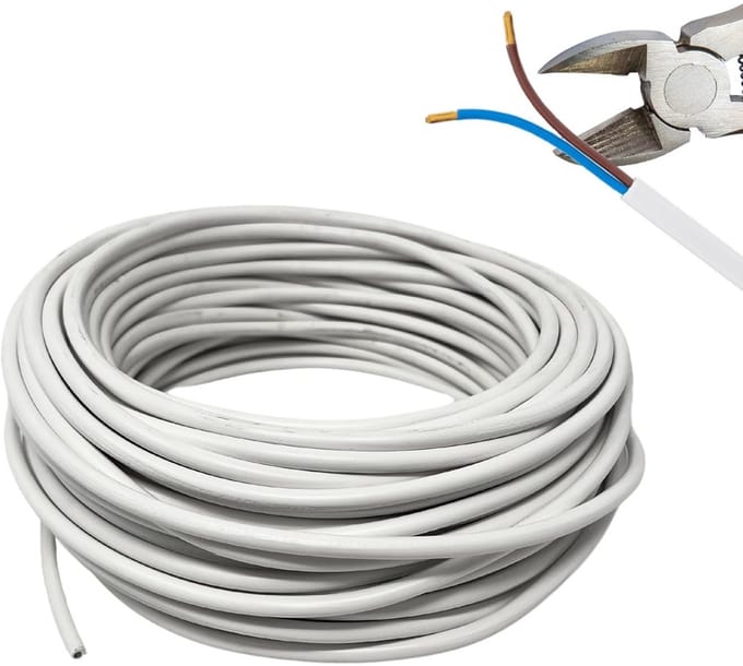 25 Meter Elektrische Snoer 2-aderig 0.75mm² Witte Installatiekabel H03VV-F
