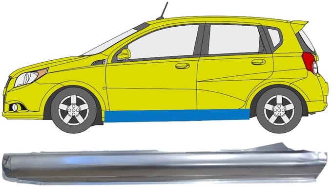 Volledige dorpel voor Chevrolet Aveo 2006-2011 / Links / HATCHBACK