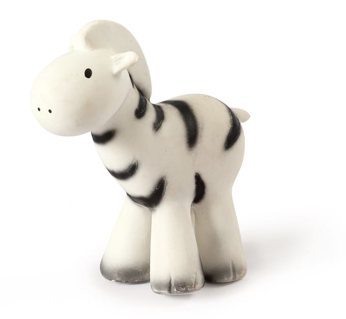 TIKIRI Mijn Eerste Safaridiertje - Zebra - In Natuurlijk Rubber - Met Belletje - 0 Jaar