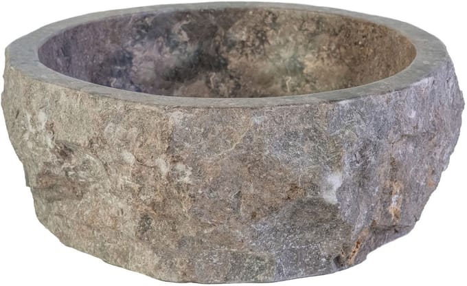 Geërodeerde Natuurmarmeren Waskom – 30-35x15 cm – Grijs