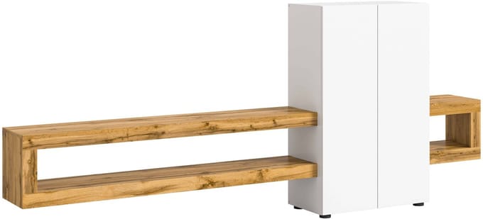 Samba wandmeubel wit melamine Wotan eiken melamine - 35x270x112cm