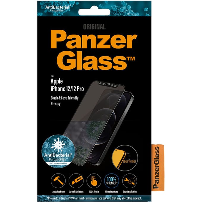 PanzerGlass Screenprotector geschikt voor Apple iPhone 12 Glazen | PanzerGlass Edge to Edge Screenprotector Privacy - Case Friendly - Zwart