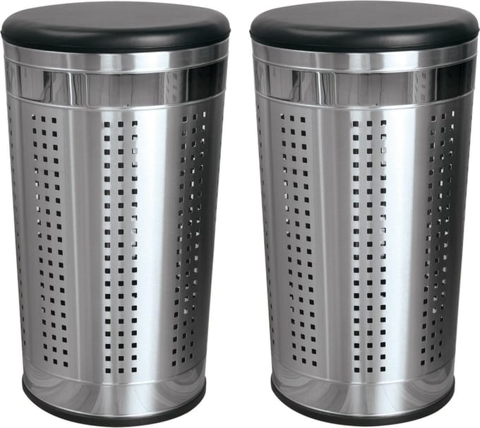 MSV Wasmand Dubai- 2x - rvs metaal - zwarte deksel - 46 liter compartiment - 35 x 60 cm