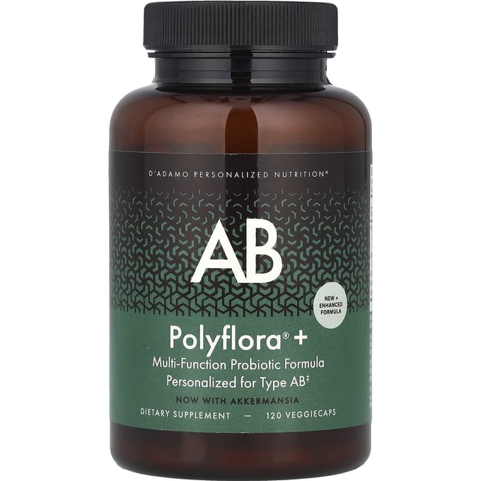 D'adamo, Polyflora®+ AB, Multifunctionele Probiotische Formule, 120 Plantaardige Capsules