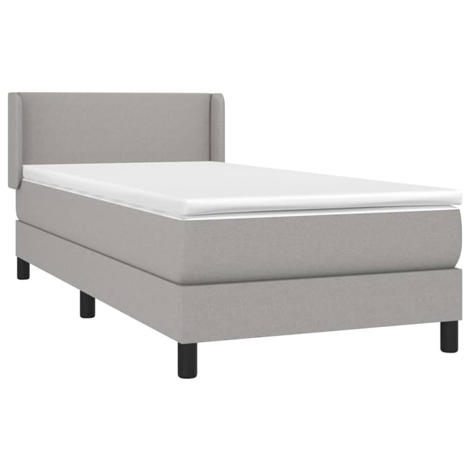 vidaXL - Boxspring - met - matras - stof - lichtgrijs - 100x200 - cm