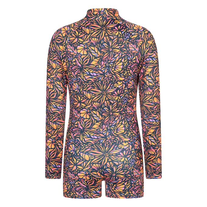 Mountain Warehouse Kinderen Mira Bloemen Langsleeve Rash Guard (Neon Oranje)
