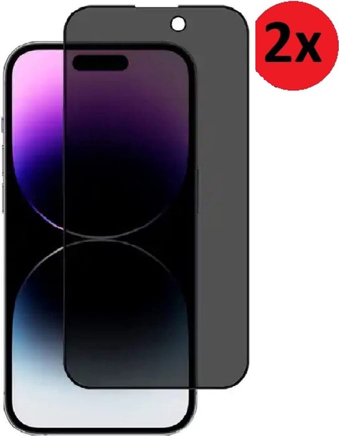 Privacy Screenprotector Geschikt voor iPhone 15 - iphone 15 Privacy Screen protector Tempered Beschermglas 2x