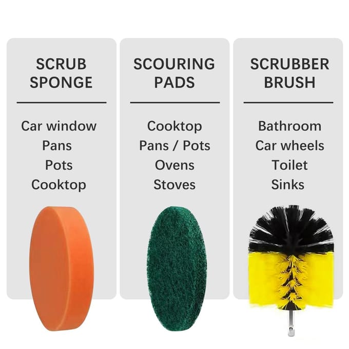 Ensemble de nettoyage de brosse de forage multifonctionnel de 12 pièces avec remplacement de tampon à récurer de brosse à récurer pour multicolore
