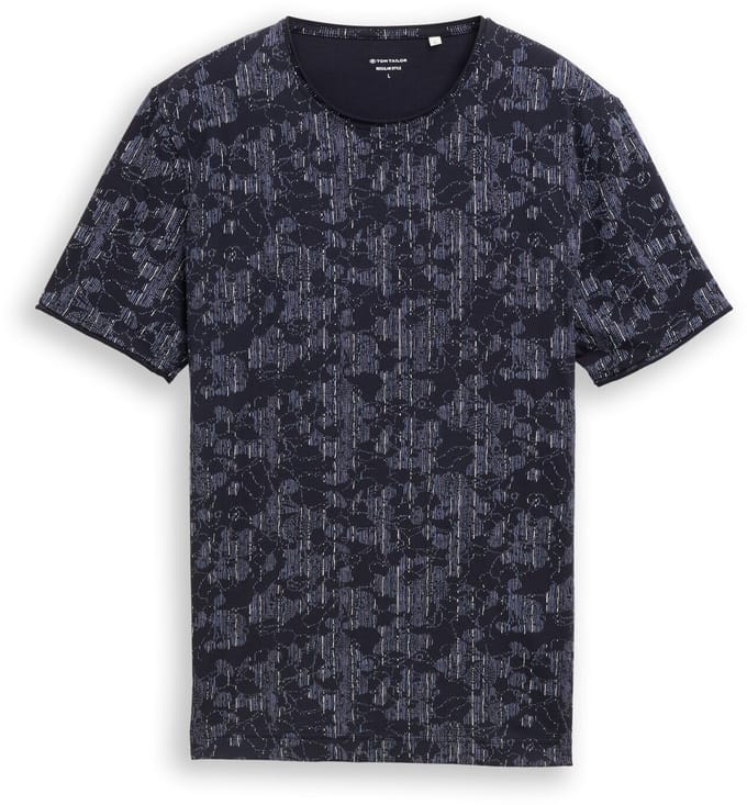 Tom Tailor - T-shirt met all-over print - Maat S - navy irregular design