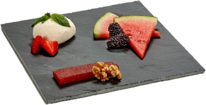 serveerplank - Leisteen - grijs - 25 x 25 cm - presenteerbord - keuken