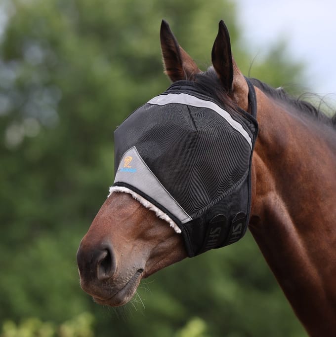 Shires Flyguard Pro Fine Mesh Vliegenmasker Zonder Oren Black - Full