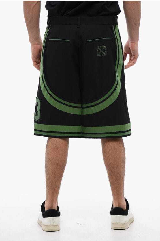Gepatchte VARSITY-shorts met tapedetails in zwart