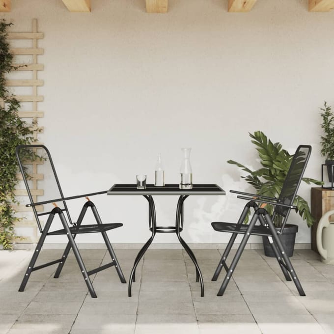 vidaXL - 3-delige - Tuinset - metaal - gaas - antracietkleurig
