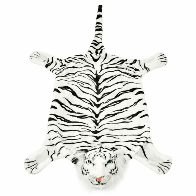 vidaXL - Tijgervloerkleed - pluche - 144 - cm - wit