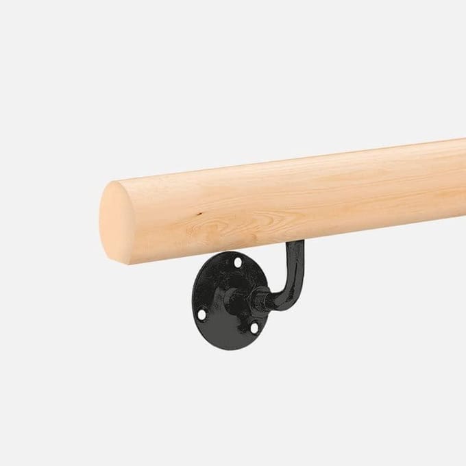 Houten Leuning - Trapleuning Set - Trap Beveiligen - Compleet met Beugels - 2 meter - Houtkleur