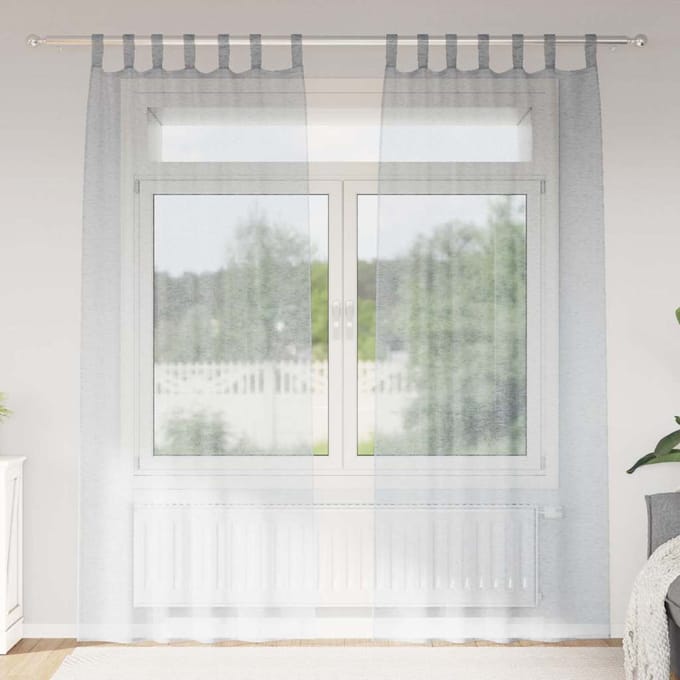 vidaXL - Voile - Gordijn - 2 - st - Donkergrijs - 245 - x - 140 - cm - Polyester