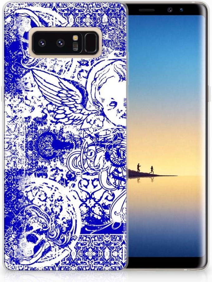 Silicone Back Case Samsung Galaxy Note 8 Angel Skull Blauw