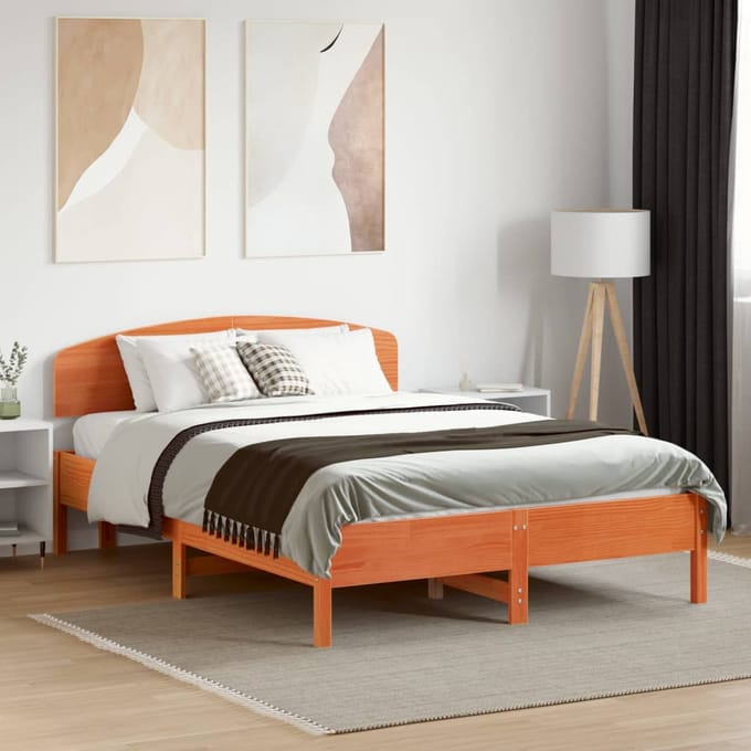 vidaXL - Hoofdbord - 120 - cm - massief - grenenhout - wasbruin