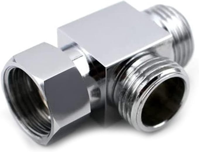 T-Type Adapter voor Three-Way Diverter Valve - Douche Aansluiting Voor Keuken en Badkamer - Chroom Finish