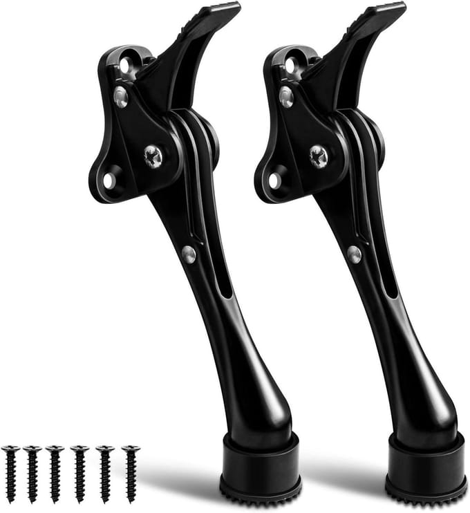 2 stuks - Deurstoppers - Kickdown-deurstoppers - zware deurstopper voor de onderkant van de deur - antisliprubber - neerklapbare deurstopper - zwart - 180 mm