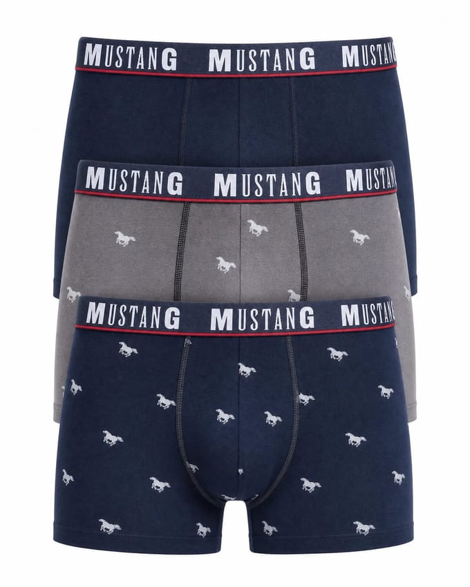 Mustang - 3 pack - Boxershorts - Blauw/Grijs - S