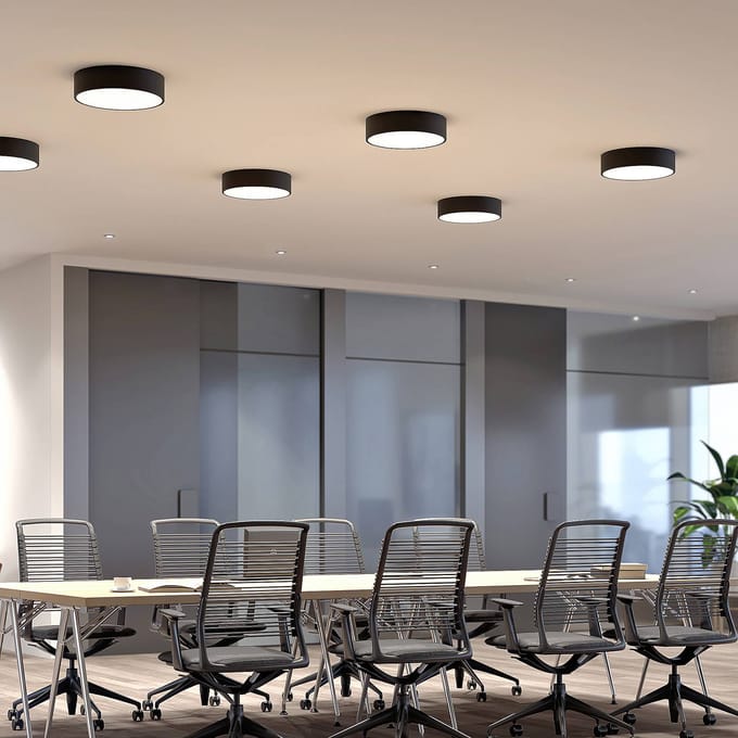 Arcchio - LED plafondlamp - 1licht - Metaal, acryl - H: 10 cm - zwart, wit - Inclusief lichtbron