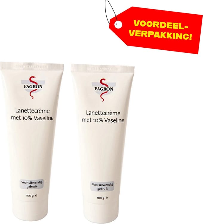 2x Fagron Lanettecrème met 10% Vaseline - 100 ml - Voordeelverpakking!