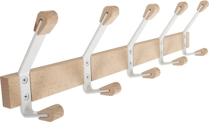 HOME It® kapstok met 5 haken 50 × 7 x 12 cm wit beukenhout