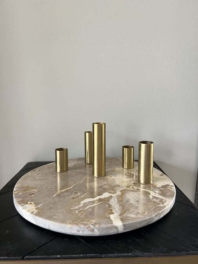 Candle Stick Plate Beige 28x28x11cm