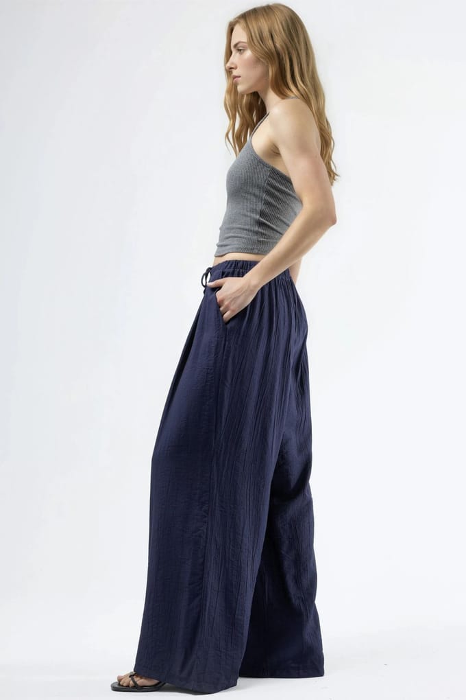 Brede Pijpen Casual Broek met Touwtjes
