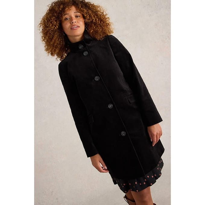 White Stuff Karla Velvet Coat Pure Black Taglia: 8 REGULAR | Cappotti monopetto Outlet | Donna | Nero