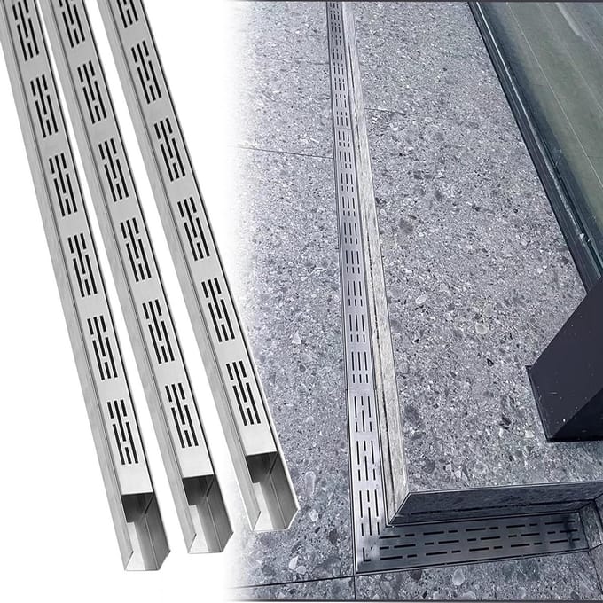 Afvoergoot Systeem - Mini Watergoot - Efficiënt Waterbeheer - Aanpasbare Lengte - 1 Ton Draagvermogen - Zilver