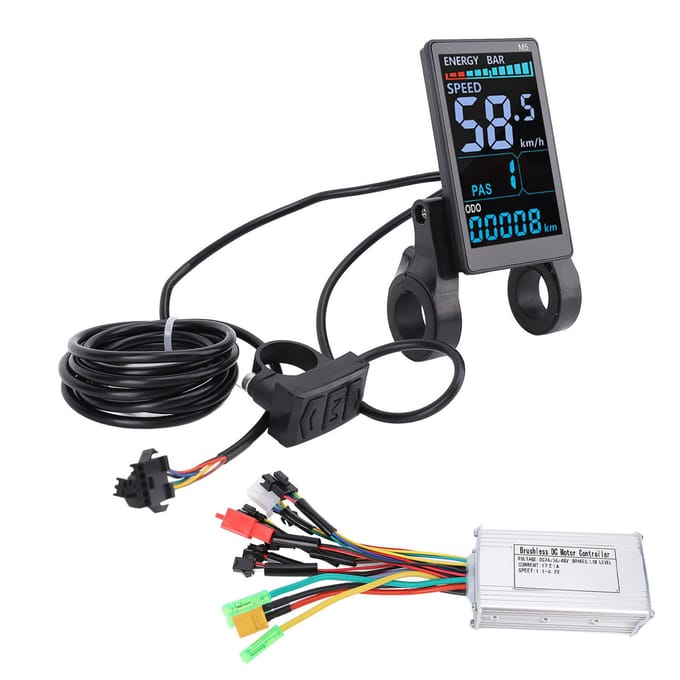 Contrôleur de Moteur à Courant Continu sans Balais 36V 48V Contrôle de Vitesse pour Vélo 17A 3 Modes Écran LCD M5 Couleur black
