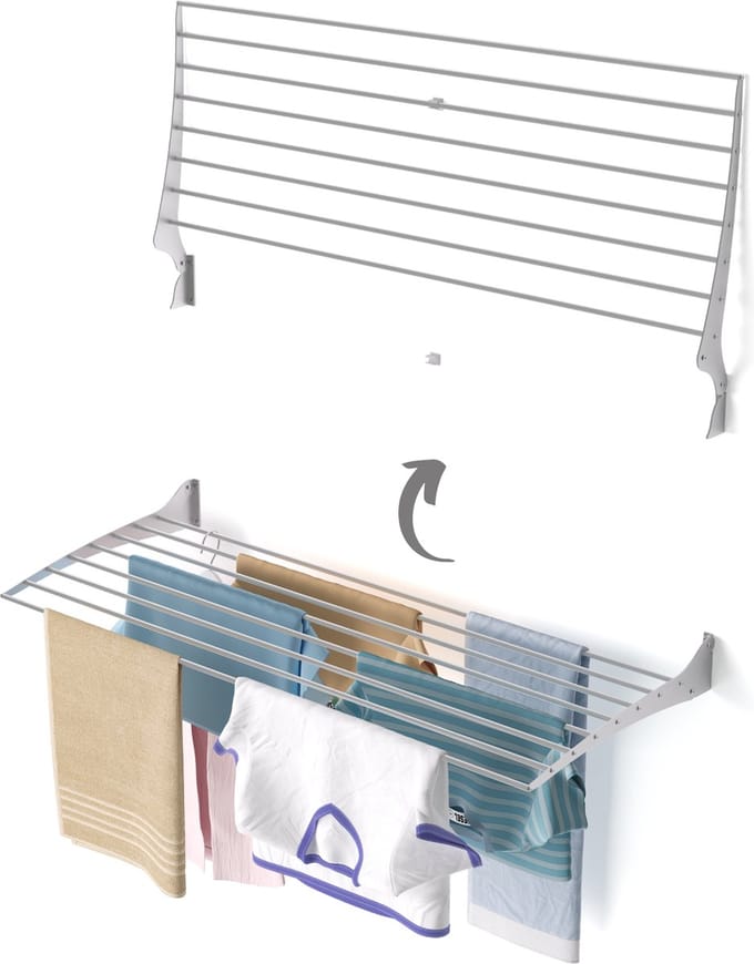 Foxydry Fold 116 wasdroogrek wandmontage clicksysteem - 116 x 50 x 10 cm