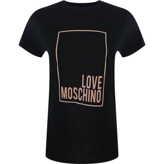 Love Moschino Pink Box Logo Zwart T-shirt
