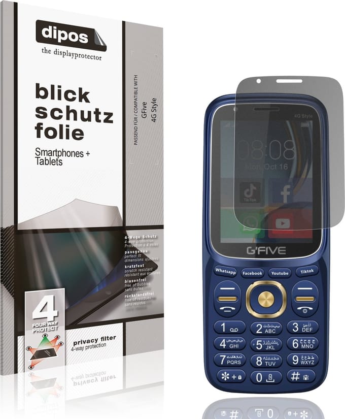 dipos – Matte Privacy Screenprotector geschikt voor GFive 4G Style | Anti-Spy Beschermfolie