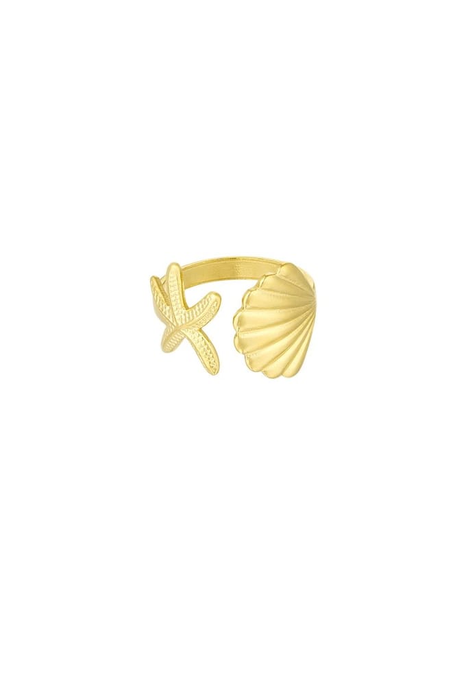 Sea Shell Ring - Goud- Verstelbaar - Stainless Steel - Yehwang - Dames