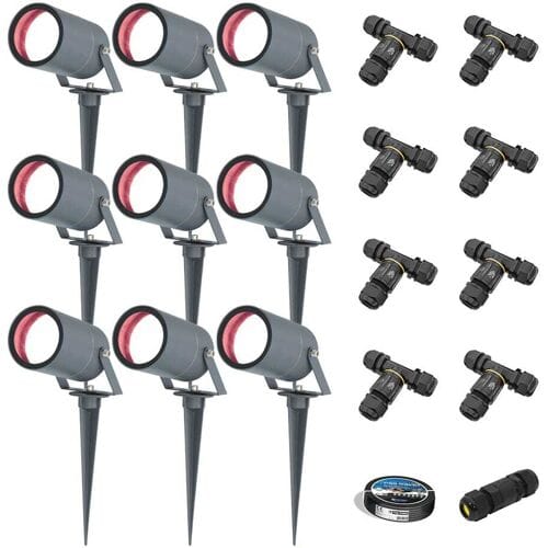 HOFTRONIC SMART Set van 9 Spikey Smart prikspots - RGBWW - Wifi + Bluetooth - 5,5 Watt 400 lumen - IP65 Waterdicht - Bestuurbaar via app - Google