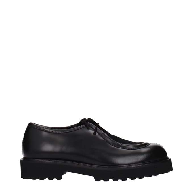 Max Mara Zwarte Leren Oxfords En Derbies