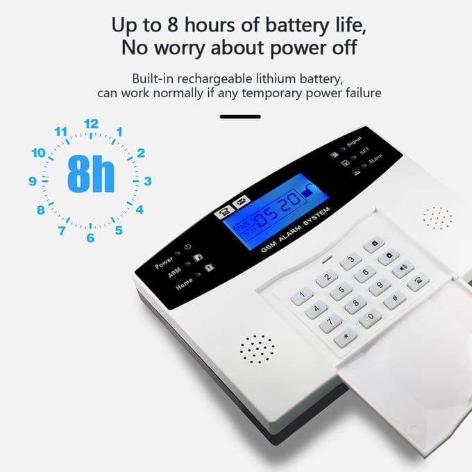 Système d'alarme WiFi GSM Tuya, maison intelligente, écran LCD, alarme de sécurité, prise en charge d'un interphone vocal bidirectionnel US PLUG blanc