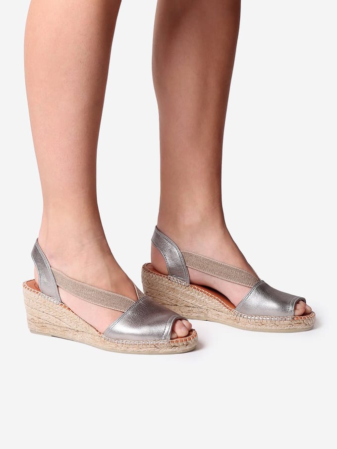 TEIDE-P | Leren espadrille met veiligheidssluiting en middelhoge sleehak - STEEL, 41