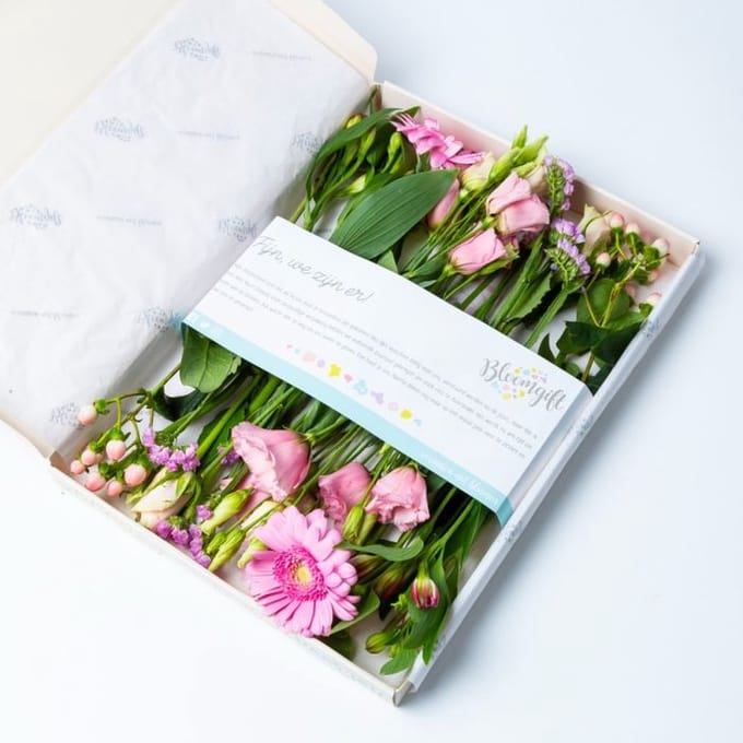BloomKado | Roze bloemen | Vrolijk brievenbus cadeau