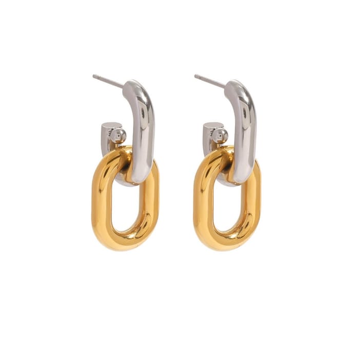 FlowJewels - oorstekers - twee kleurig - stainless steel