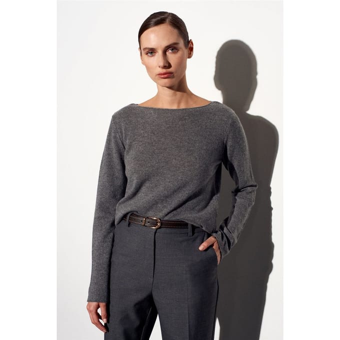 Kasjmier Geribde Boot Neck Trui