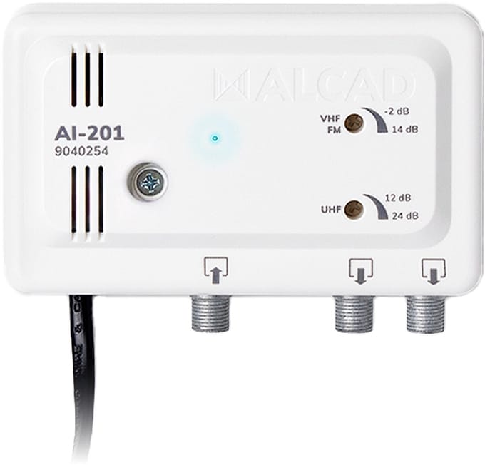 Alcad AI-201 - Breedband Antenneversterker - 2x Uitgang - VHF/UHF