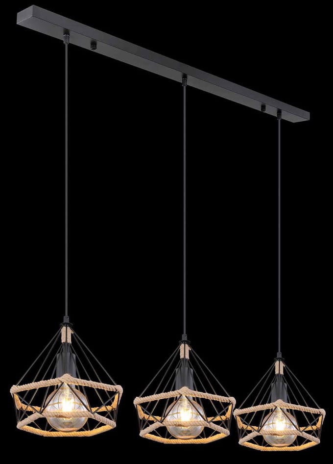 Globo - hanglamp - Ulleu - zwart - metaal - grote eettafellamp - E27 - 69029-3H2