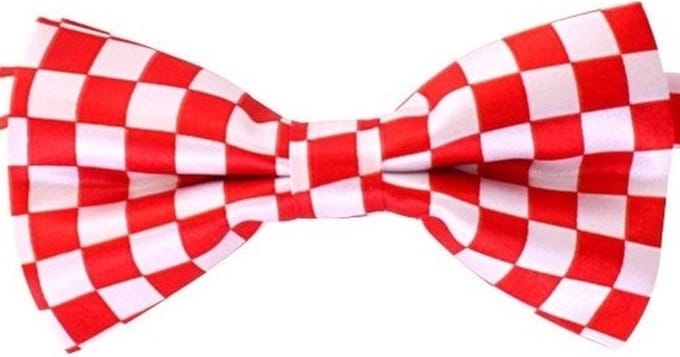 Brabant Carnaval vlinderstrikje - rood wit geblokt - 12 cm - elastische band - verstelbaar - feestaccessoire