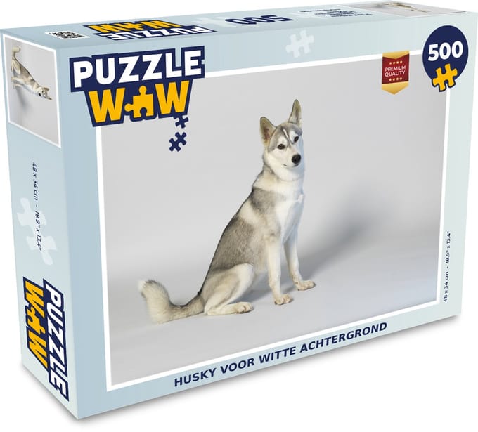 Puzzel Husky voor witte achtergrond - Legpuzzel - Puzzel 500 stukjes