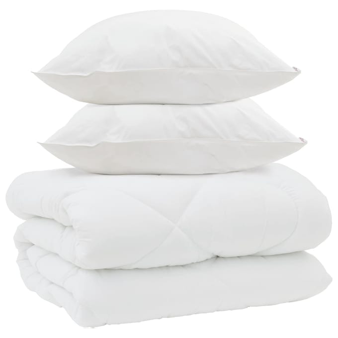 vidaXL - Winter - Duvet - met - kussen - 3 - st - Wit - Microvezel