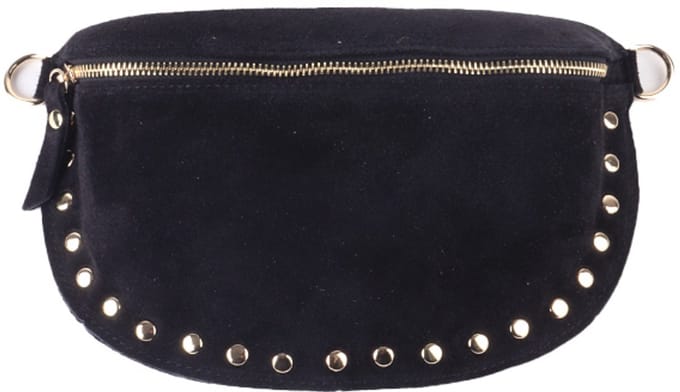 Giuliano lederen schoudertas Alison - Suede - Made in Italy - Zwart